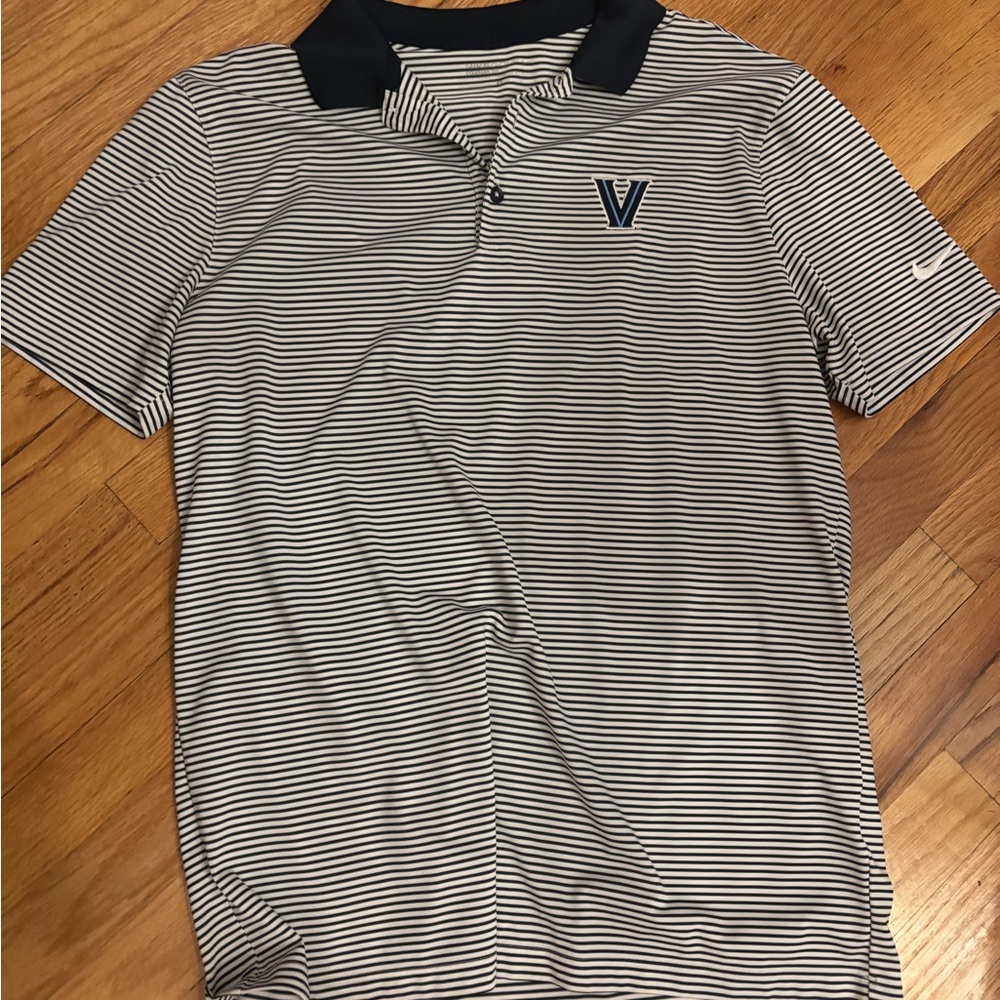 Nike Men's Polo Shirt - Villanova Navy and White Stripes